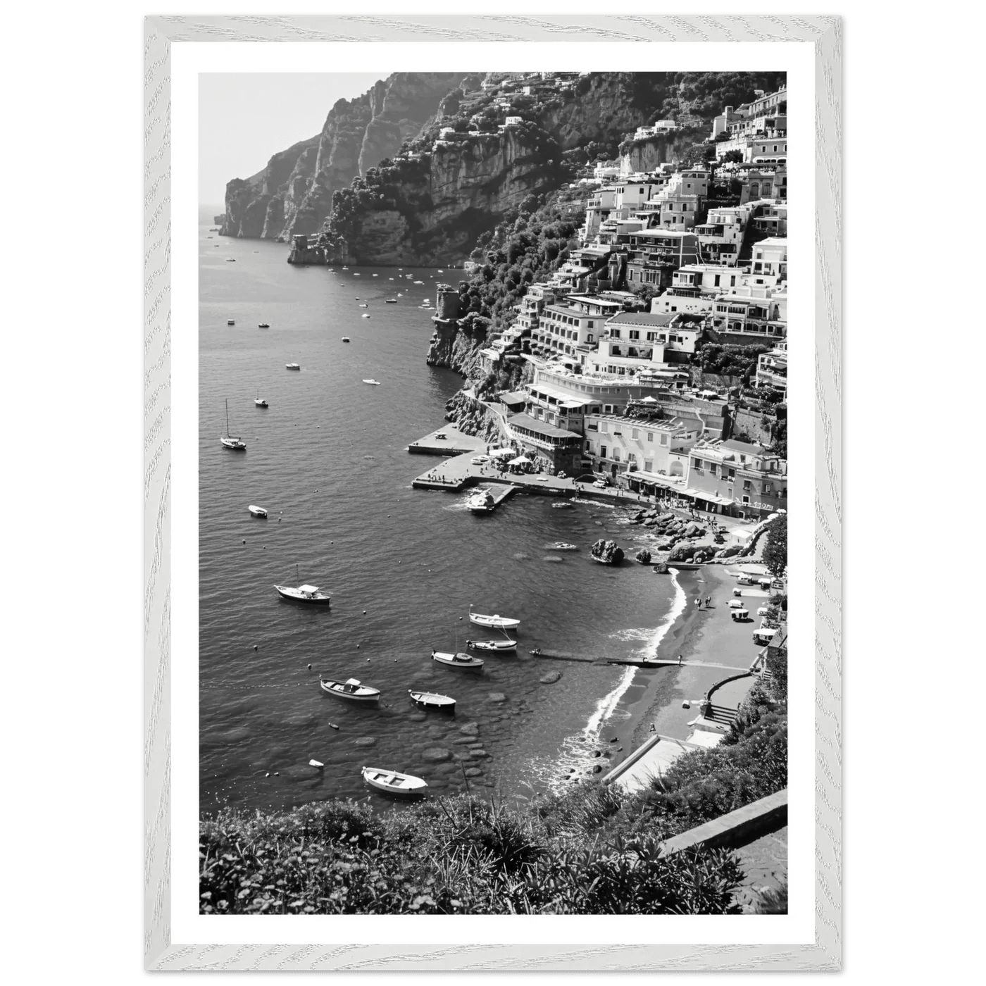 Amalfi Coast Black and White Wall Art - The Trendy Art