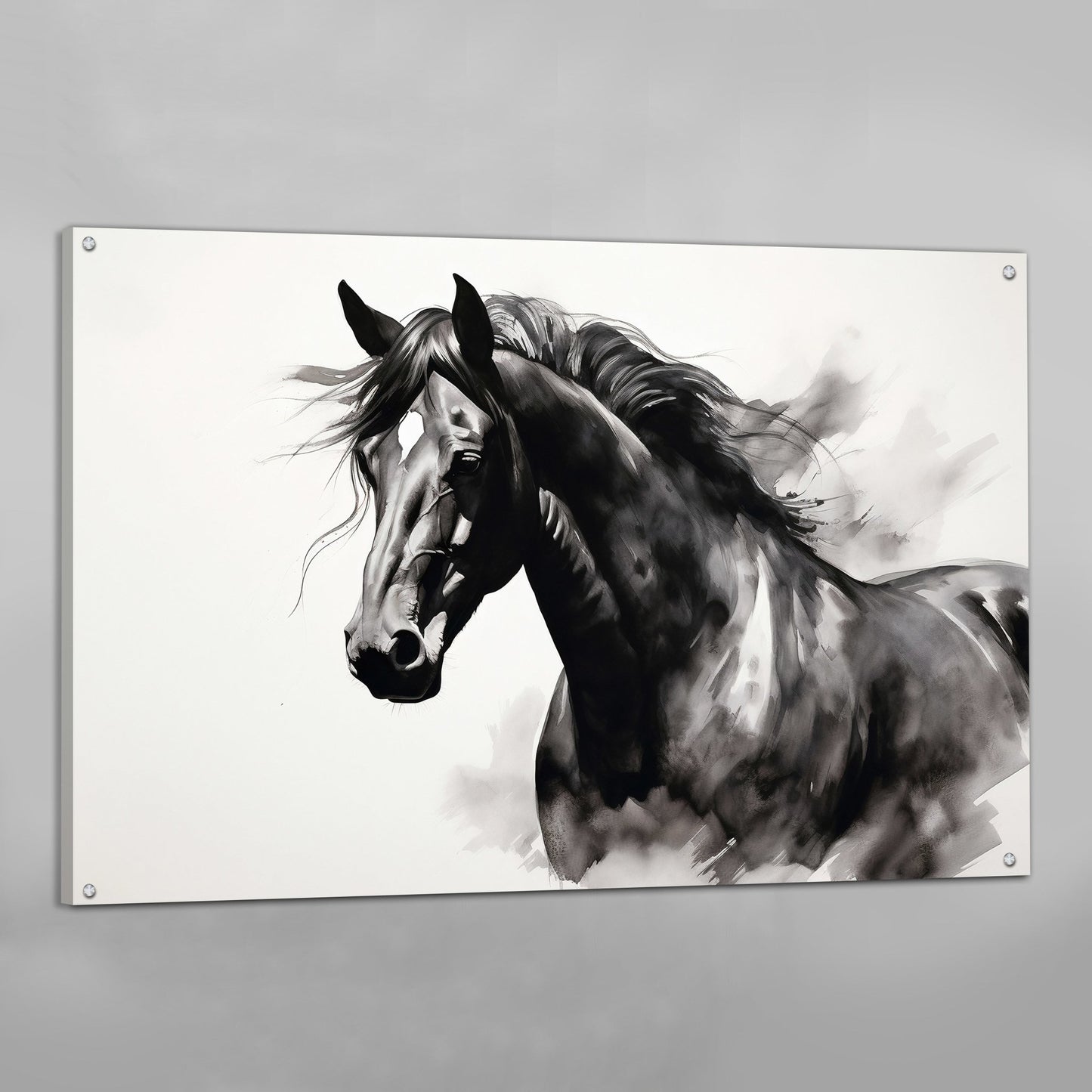 Black and White Horse Wall Art - The Trendy Art