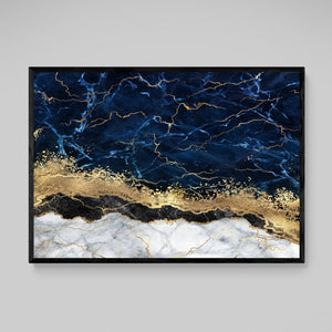 Blue Gold Marble Wall Art - The Trendy Art