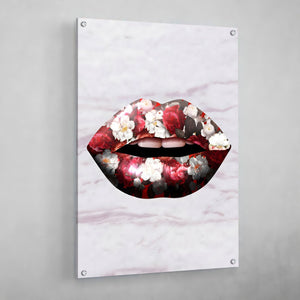 Flowers Lips Wall Art - The Trendy Art