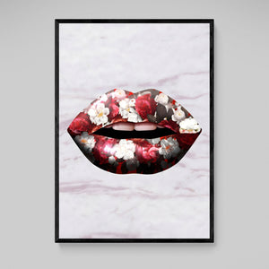 Flowers Lips Wall Art - The Trendy Art