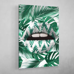 Green Lips Wall Art - The Trendy Art