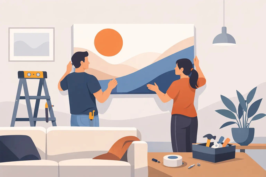 How to Hang Oversized Canvas Art Without Stress - The Trendy Art