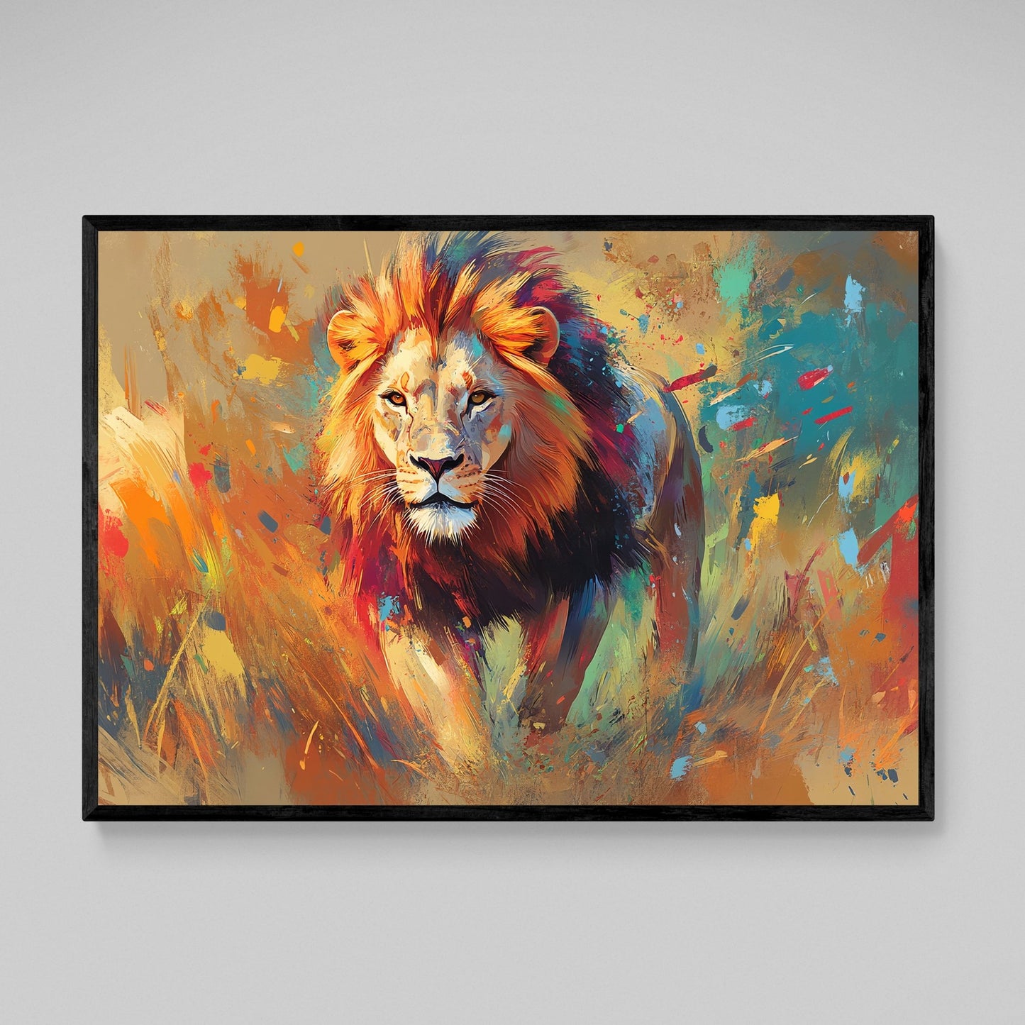 Abstract Savanna Lion Wall Art - The Trendy Art