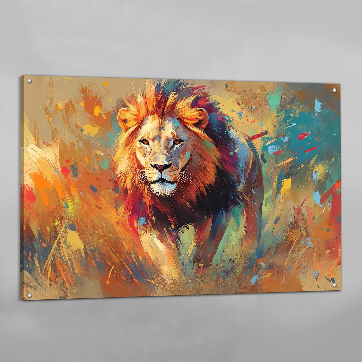 Abstract Savanna Lion Wall Art - The Trendy Art