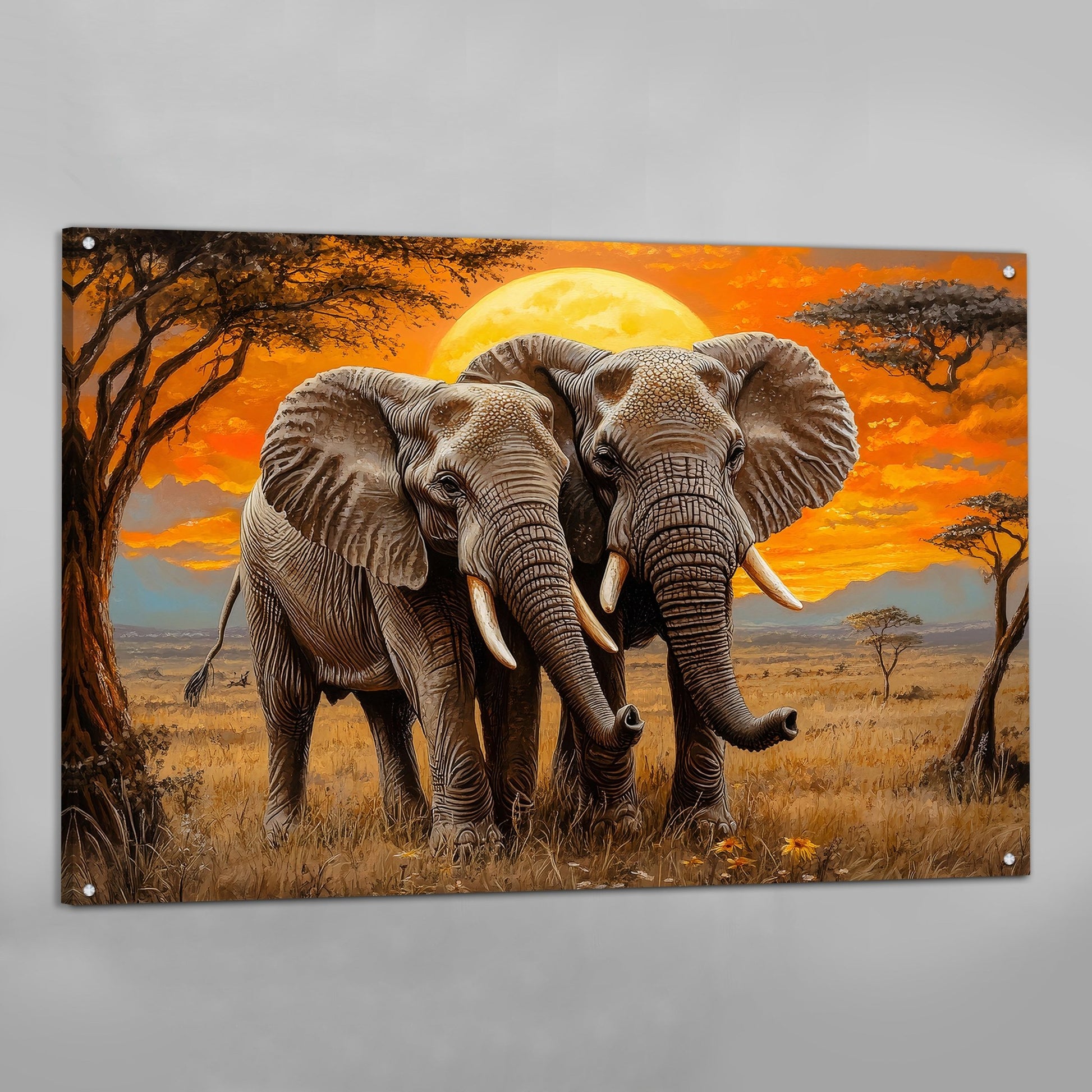 African Sunset Elephant Wall Art - The Trendy Art