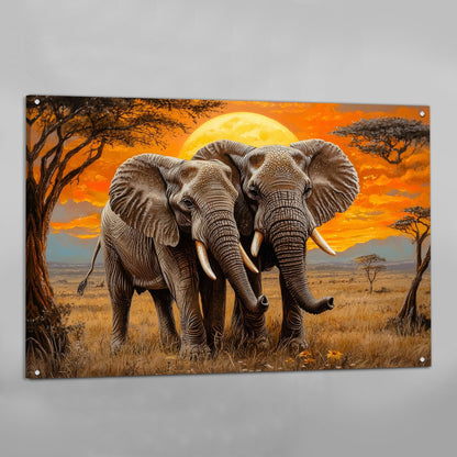 African Sunset Elephant Wall Art - The Trendy Art