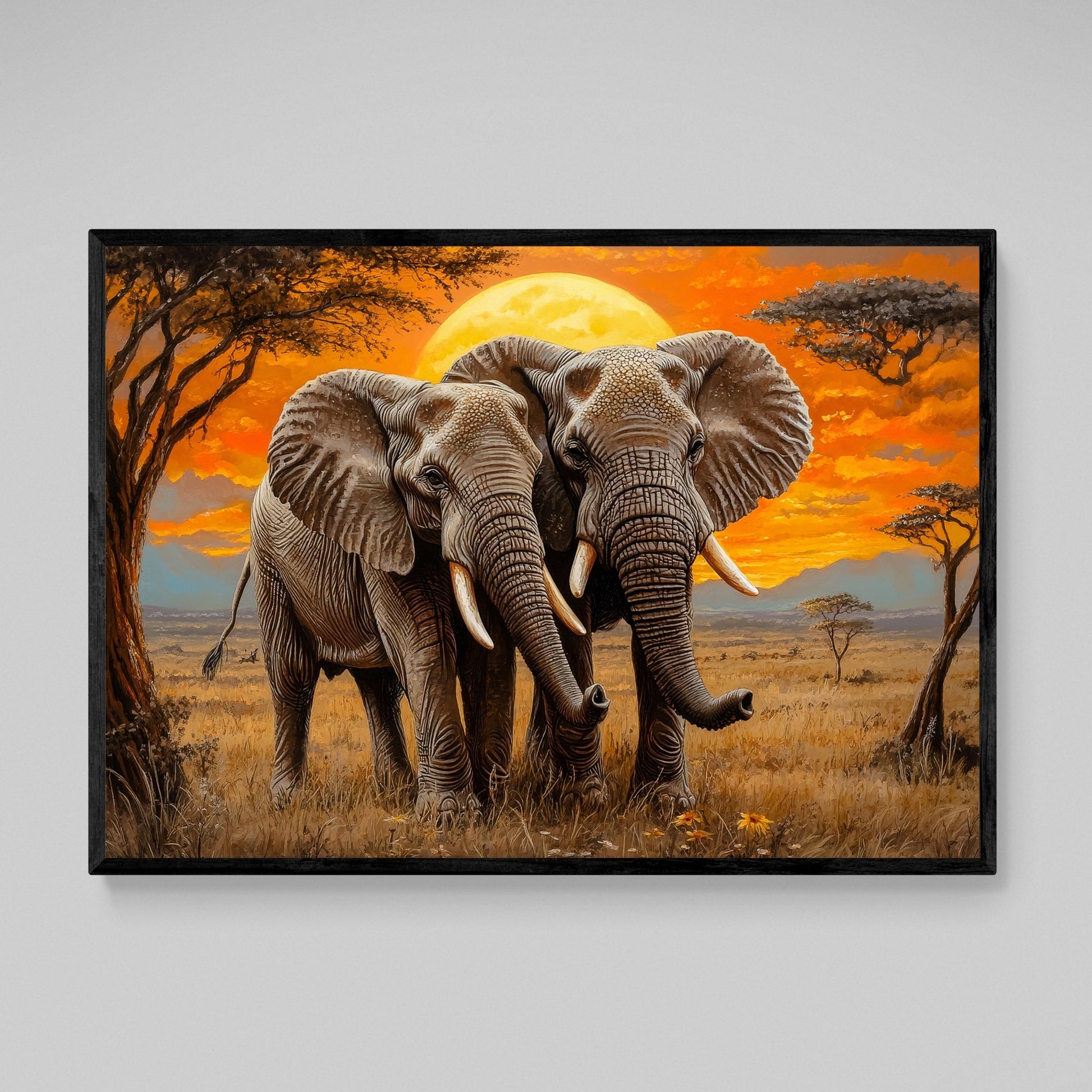 African Sunset Elephant Wall Art - The Trendy Art