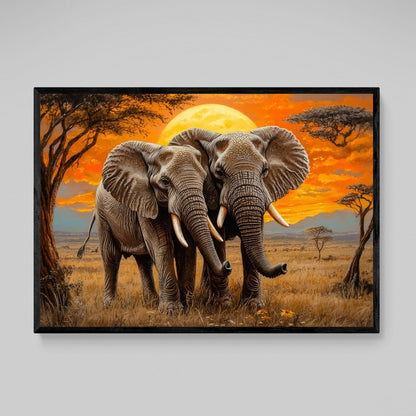African Sunset Elephant Wall Art - The Trendy Art