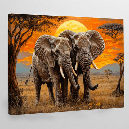 African Sunset Elephant Wall Art - The Trendy Art