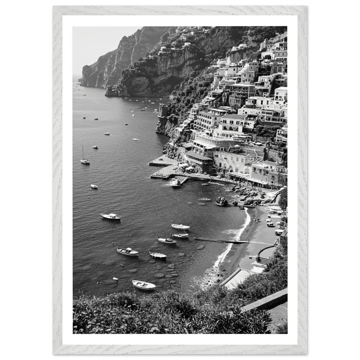Amalfi Coast Black and White Wall Art - The Trendy Art