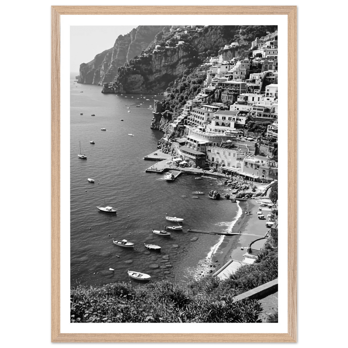 Amalfi Coast Black and White Wall Art - The Trendy Art