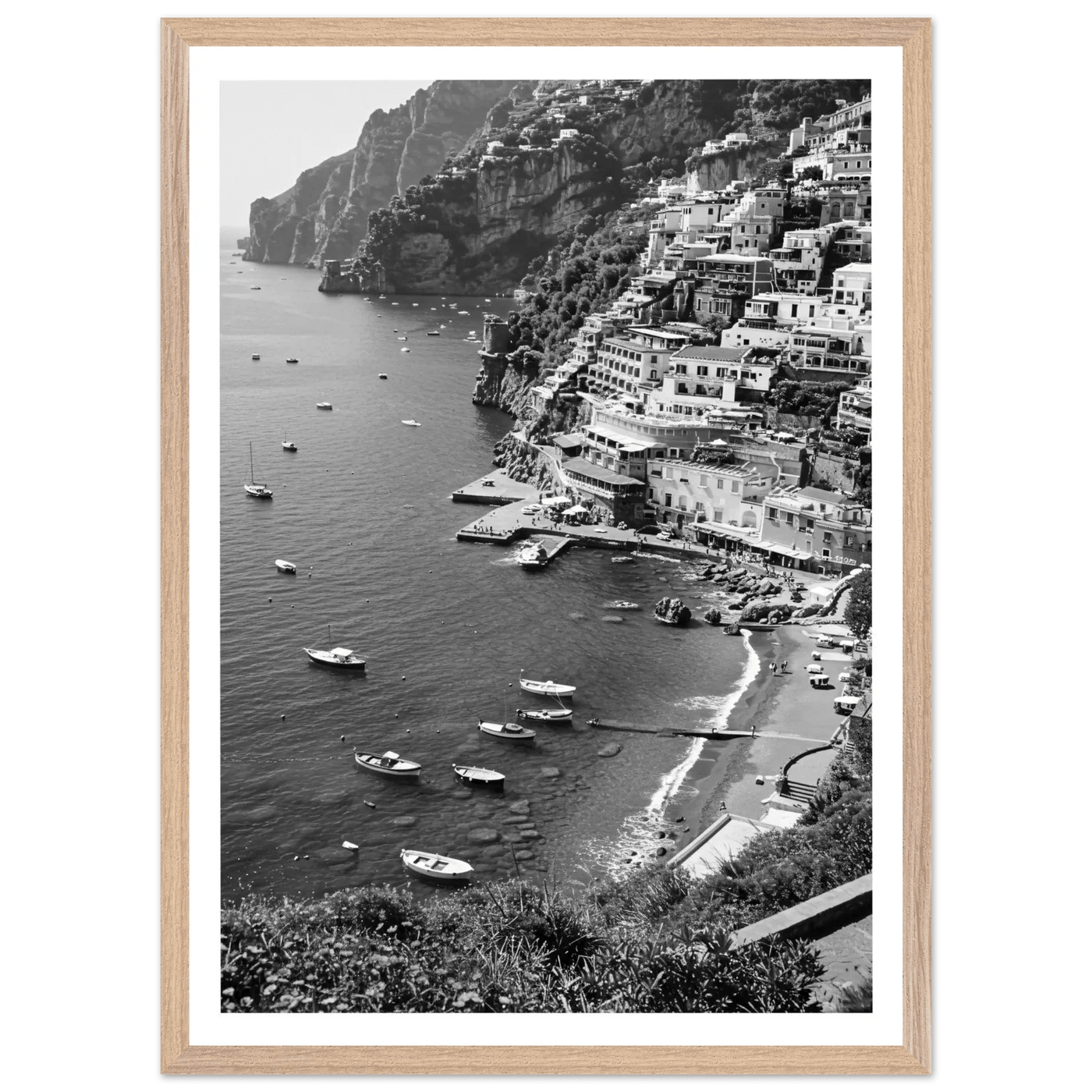 Amalfi Coast Black and White Wall Art - The Trendy Art