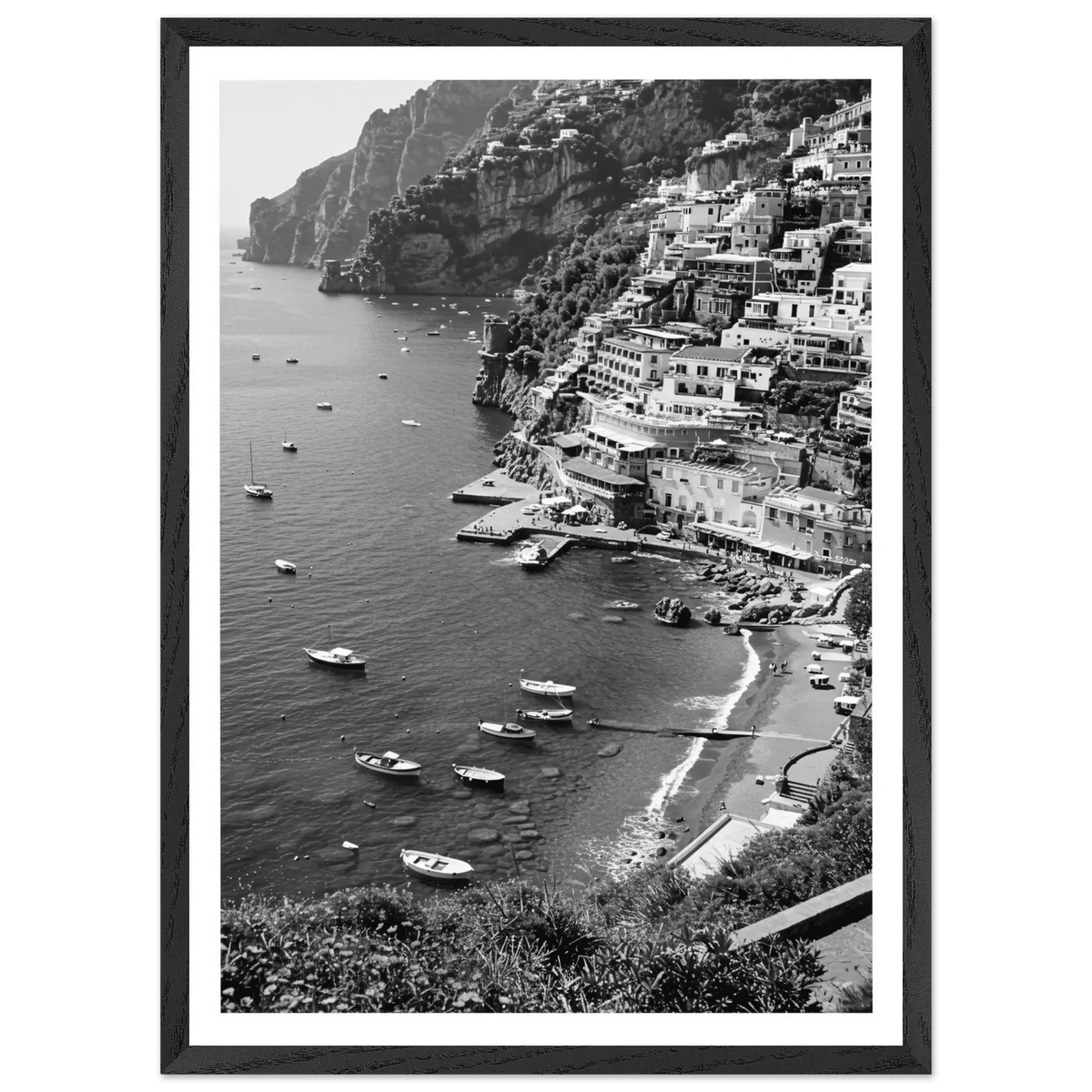Amalfi Coast Black and White Wall Art - The Trendy Art