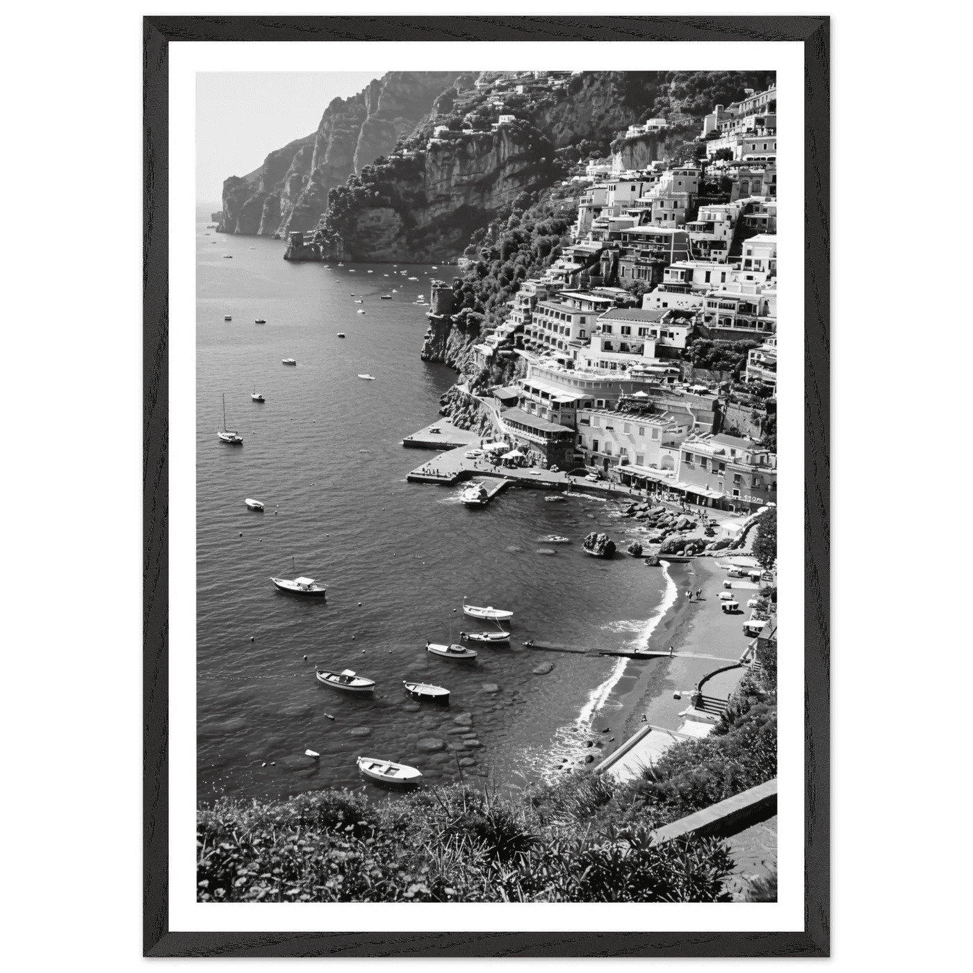 Amalfi Coast Black and White Wall Art - The Trendy Art