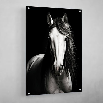 Black and White Horse Canvas - The Trendy Art