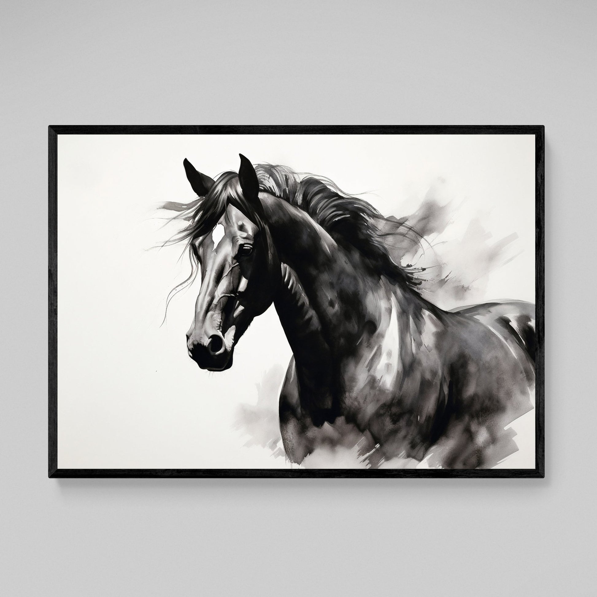 Black and White Horse Wall Art - The Trendy Art