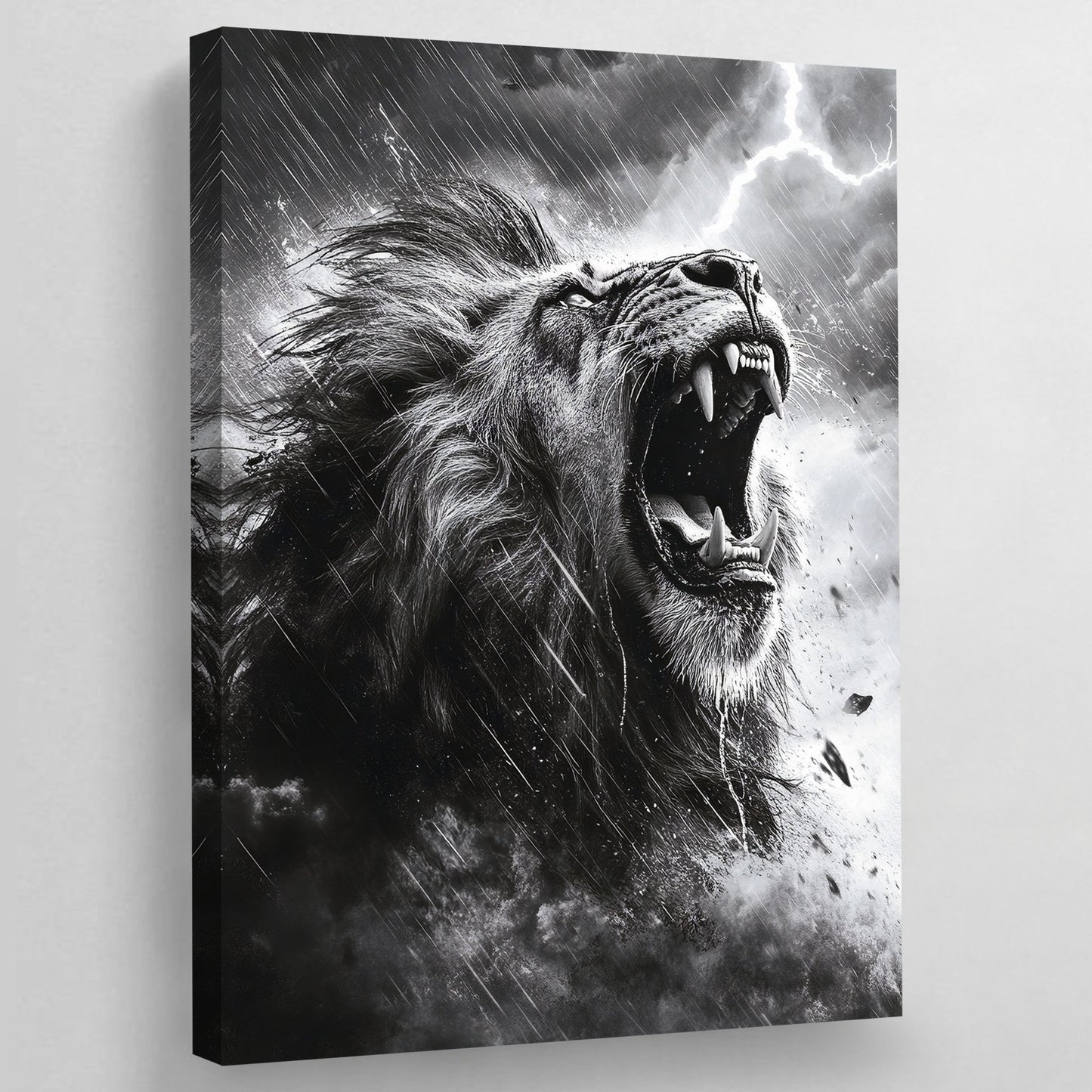 Black & White Thunder Lion Wall Art - The Trendy Art