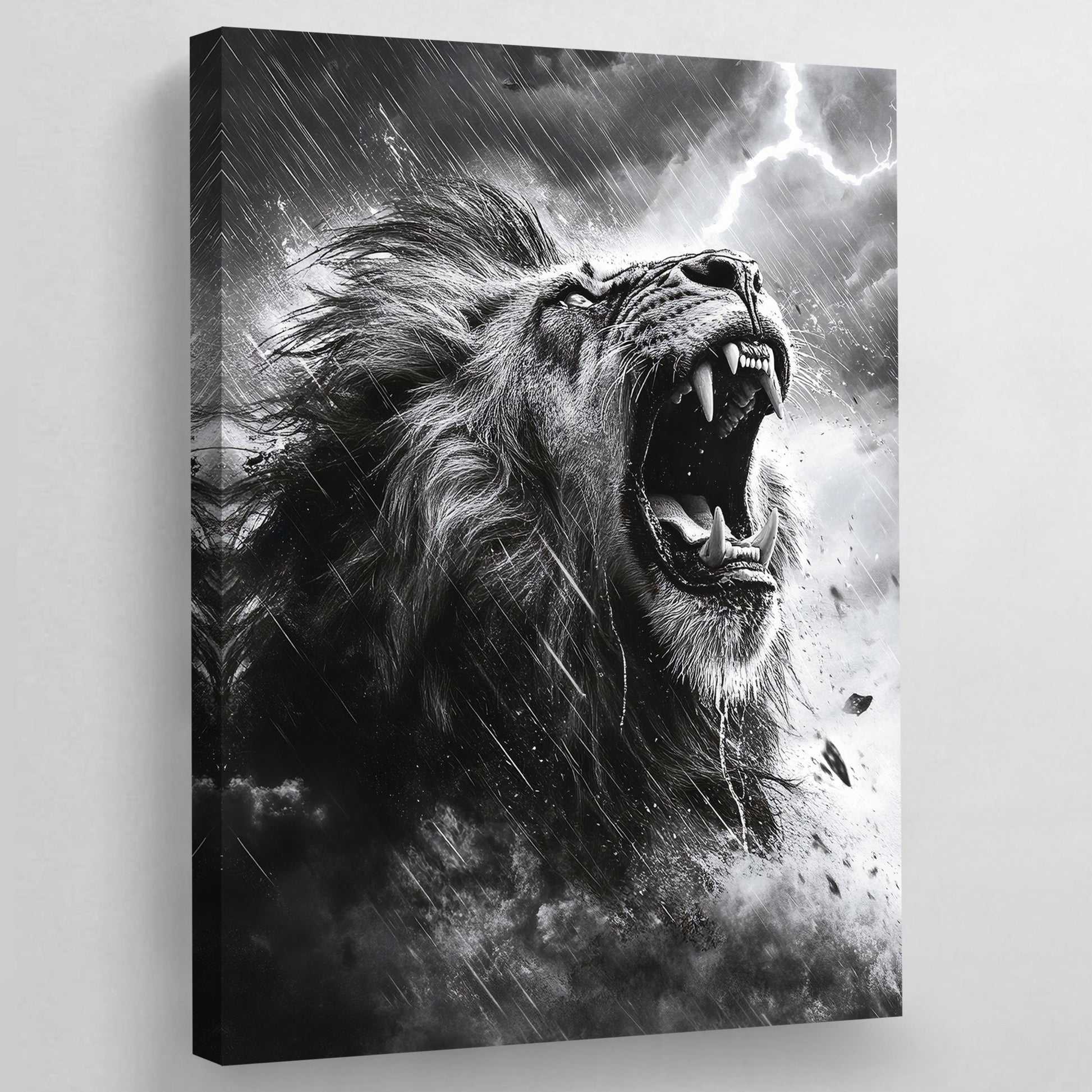 Black & White Thunder Lion Wall Art - The Trendy Art