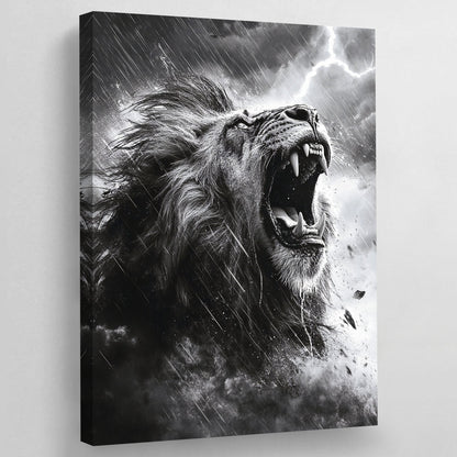 Black & White Thunder Lion Wall Art - The Trendy Art