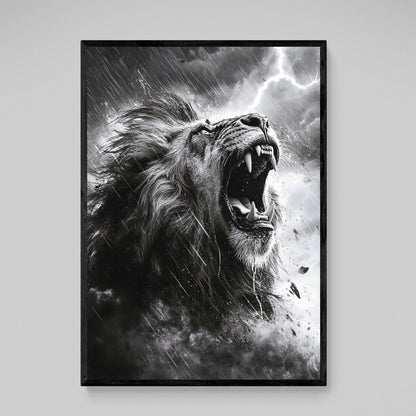 Black & White Thunder Lion Wall Art - The Trendy Art