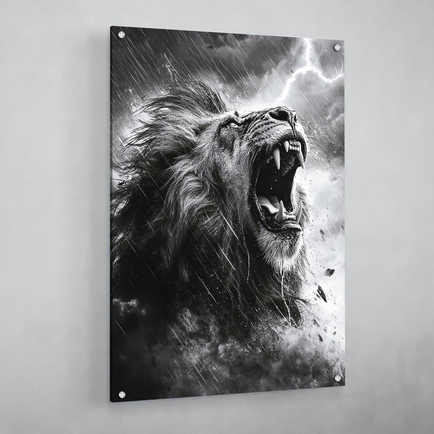 Black & White Thunder Lion Wall Art - The Trendy Art