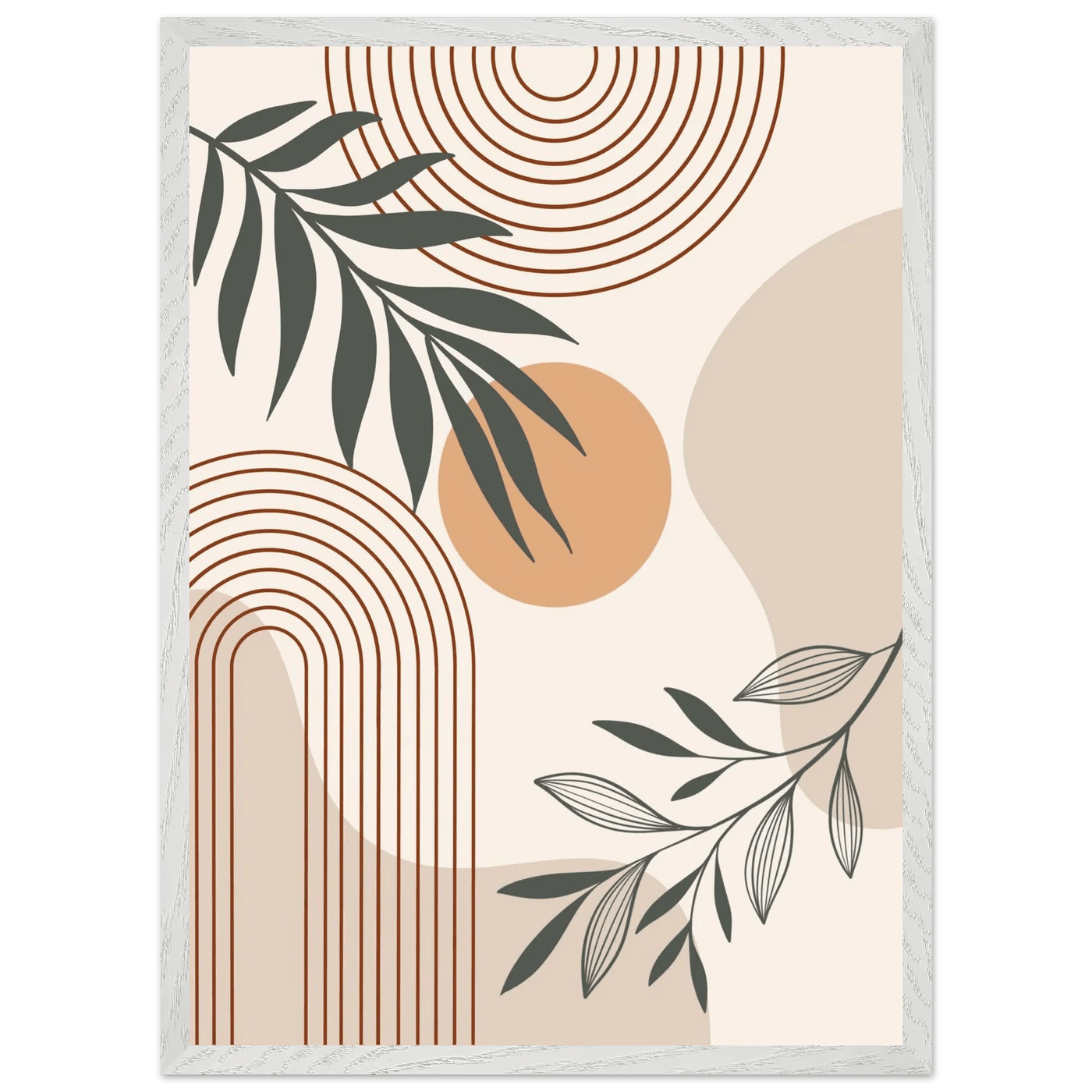 Boho Sage Botanical Sun Arch Minimalist Wall Art - The Trendy Art