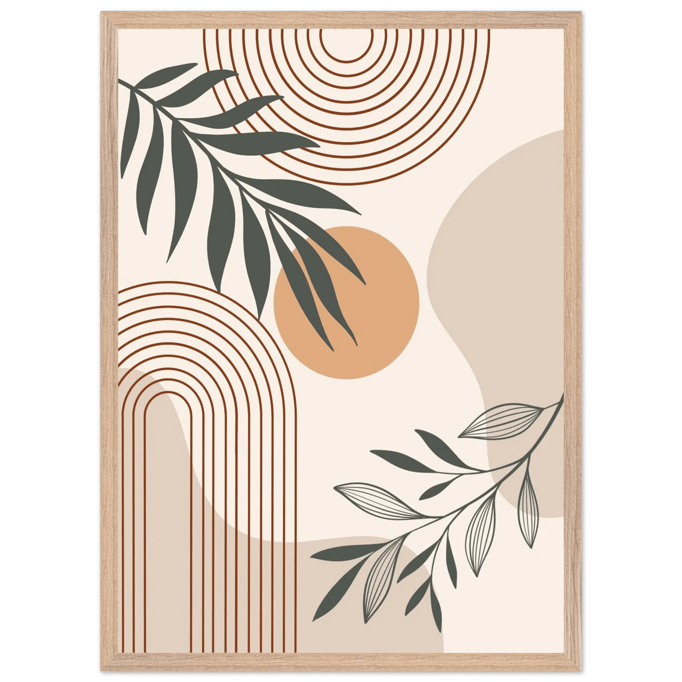 Boho Sage Botanical Sun Arch Minimalist Wall Art - The Trendy Art