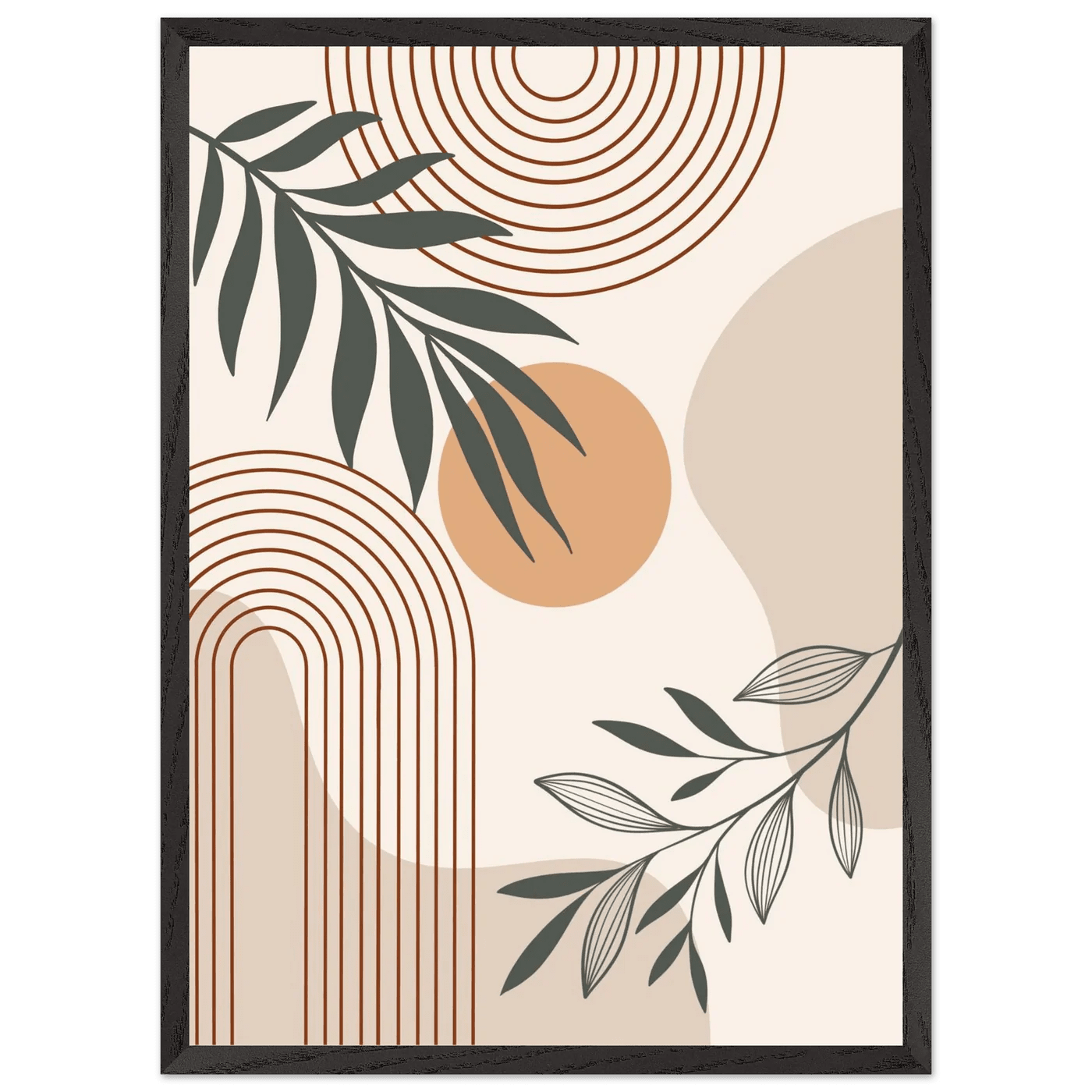 Boho Sage Botanical Sun Arch Minimalist Wall Art - The Trendy Art