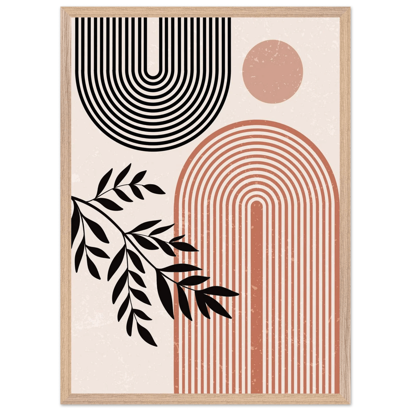 Boho Sun Arch Line Branch Minimalist Wall Art - The Trendy Art
