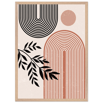 Boho Sun Arch Line Branch Minimalist Wall Art - The Trendy Art