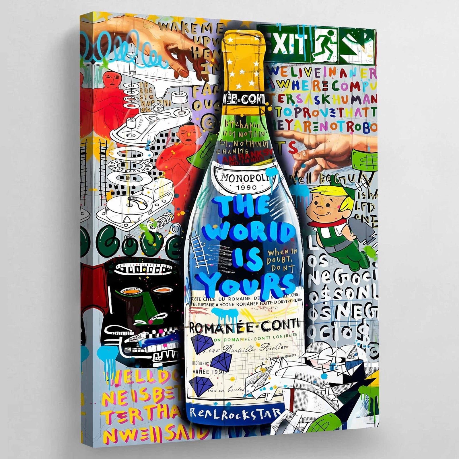 Champagne Graffiti Canvas Wall Art - The Trendy Art