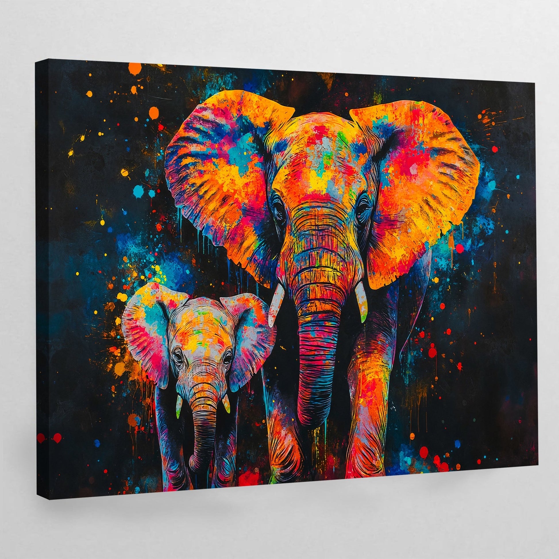 Colorful Elephant Family Wall Art - The Trendy Art