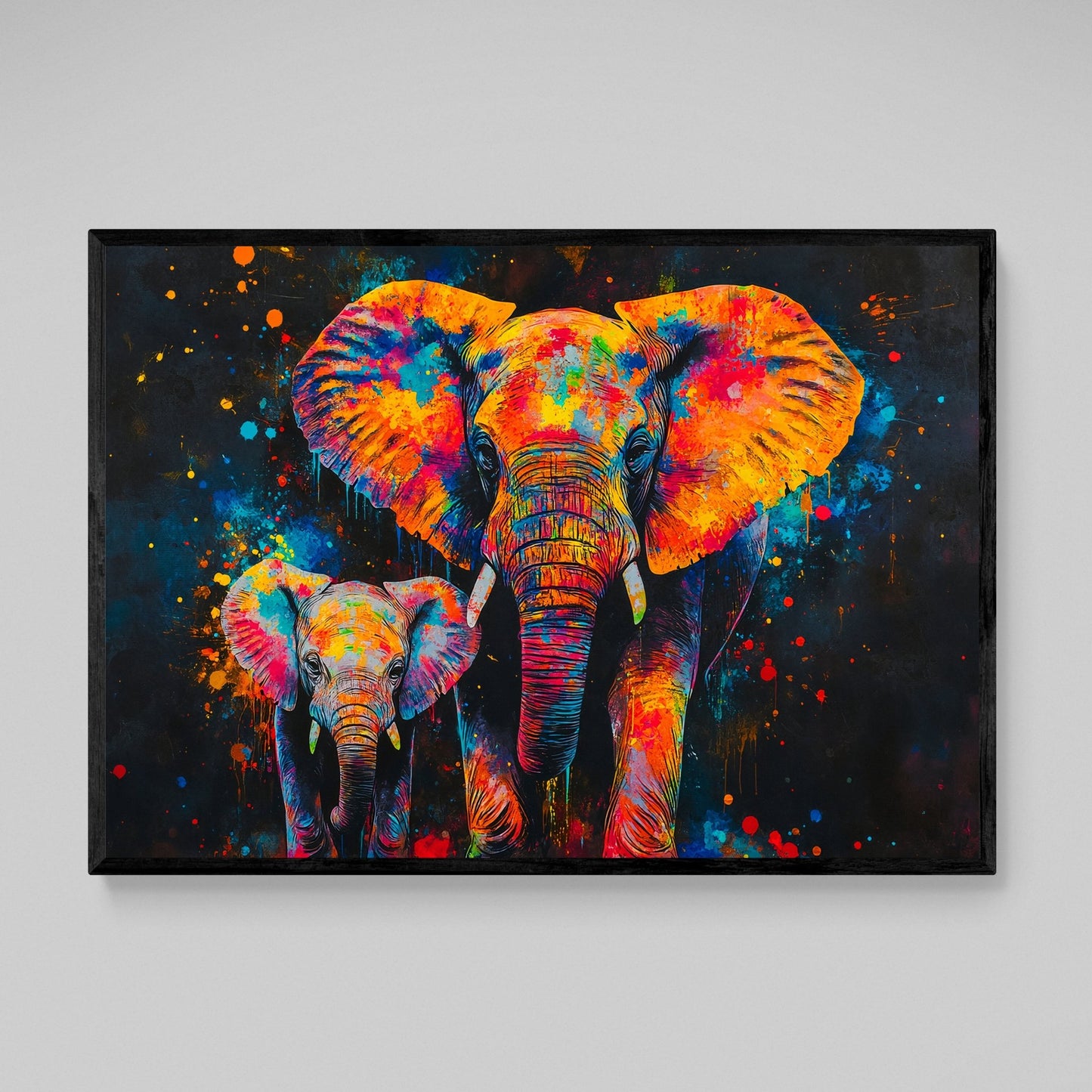 Colorful Elephant Family Wall Art - The Trendy Art