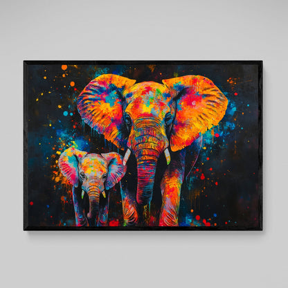Colorful Elephant Family Wall Art - The Trendy Art