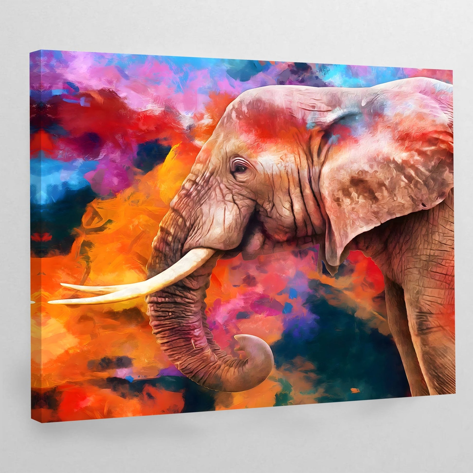 Colorful Elephant Portrait Wall Art - The Trendy Art