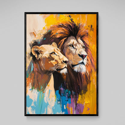 Colorful Lion & Lioness Wall Art - The Trendy Art