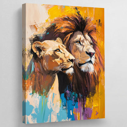 Colorful Lion & Lioness Wall Art - The Trendy Art