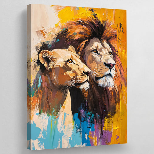 Colorful Lion & Lioness Wall Art - The Trendy Art