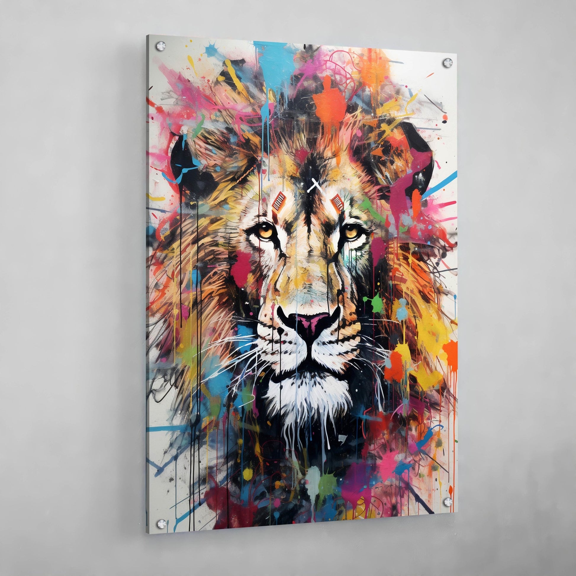 Colorful Splash Lion Wall Art - The Trendy Art
