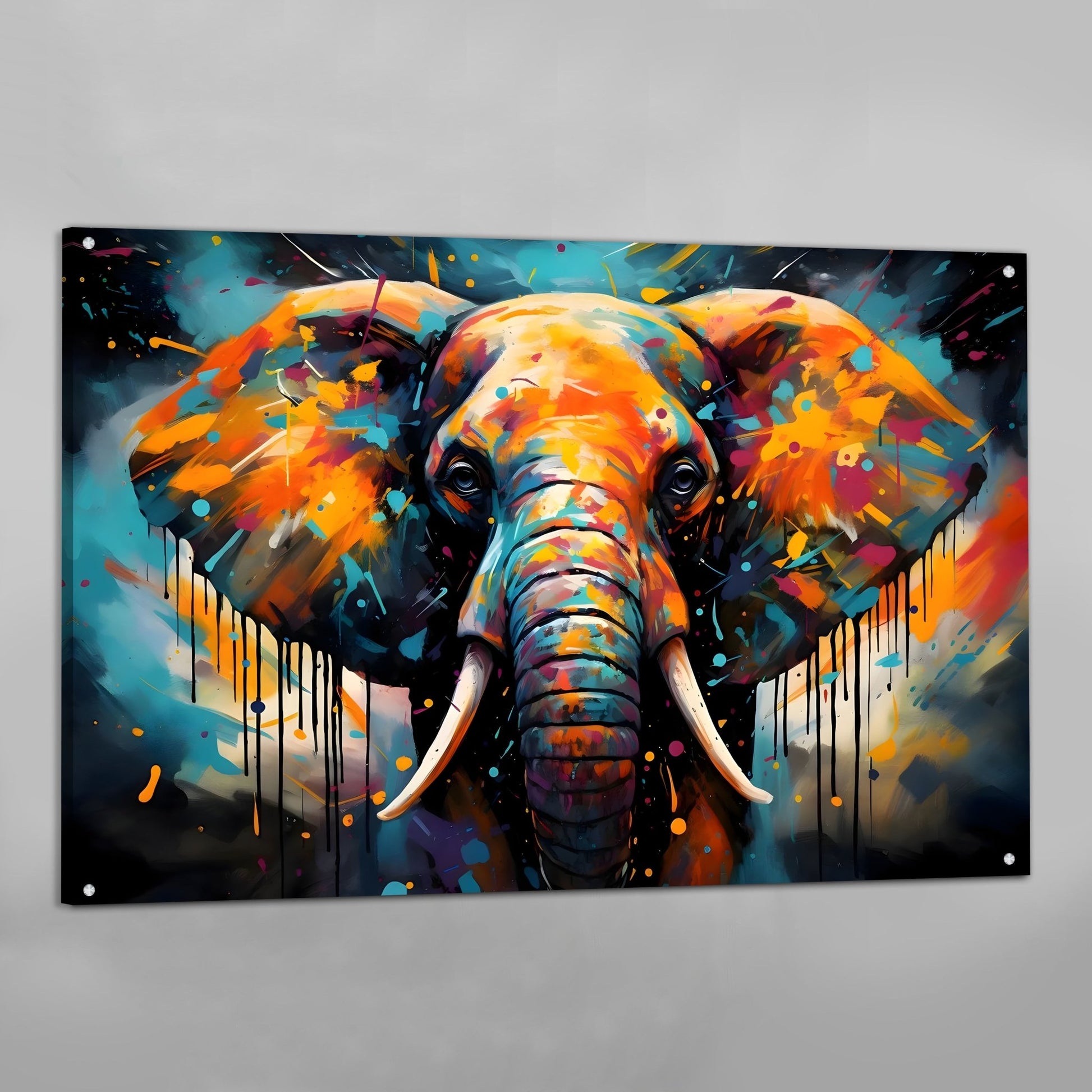 Colorful Splatter Elephant Wall Art - The Trendy Art