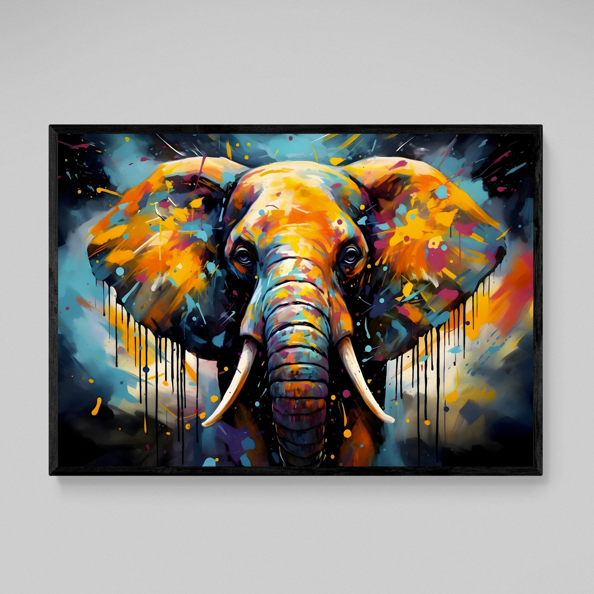 Colorful Splatter Elephant Wall Art - The Trendy Art