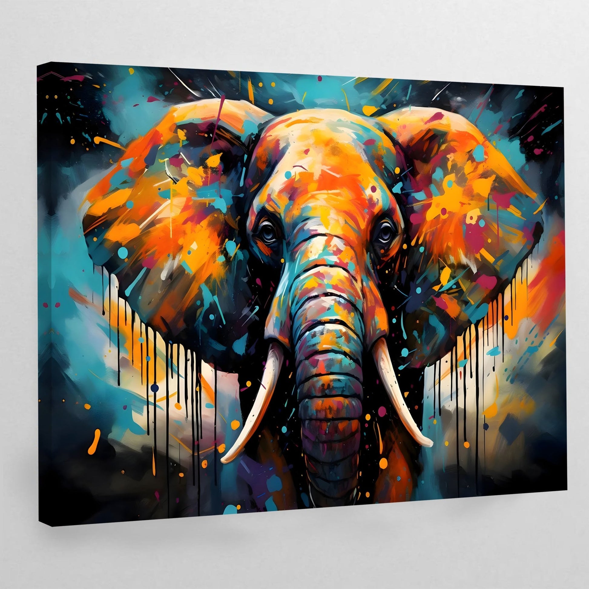 Colorful Splatter Elephant Wall Art - The Trendy Art