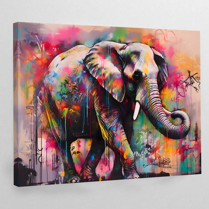 Colorful Street Art Elephant Wall Art - The Trendy Art