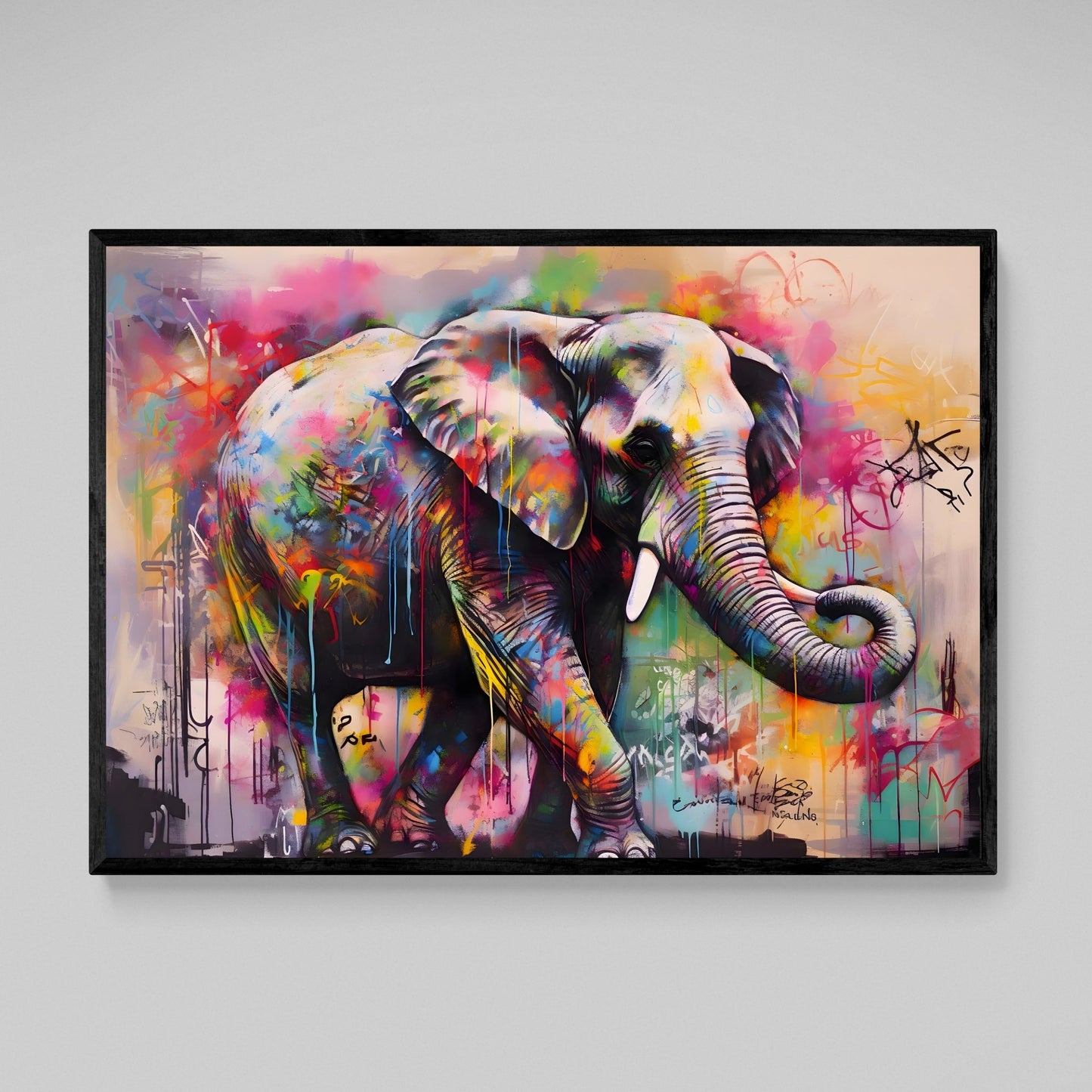 Colorful Street Art Elephant Wall Art - The Trendy Art