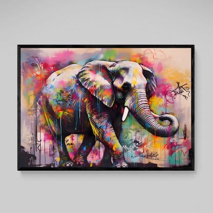 Colorful Street Art Elephant Wall Art - The Trendy Art