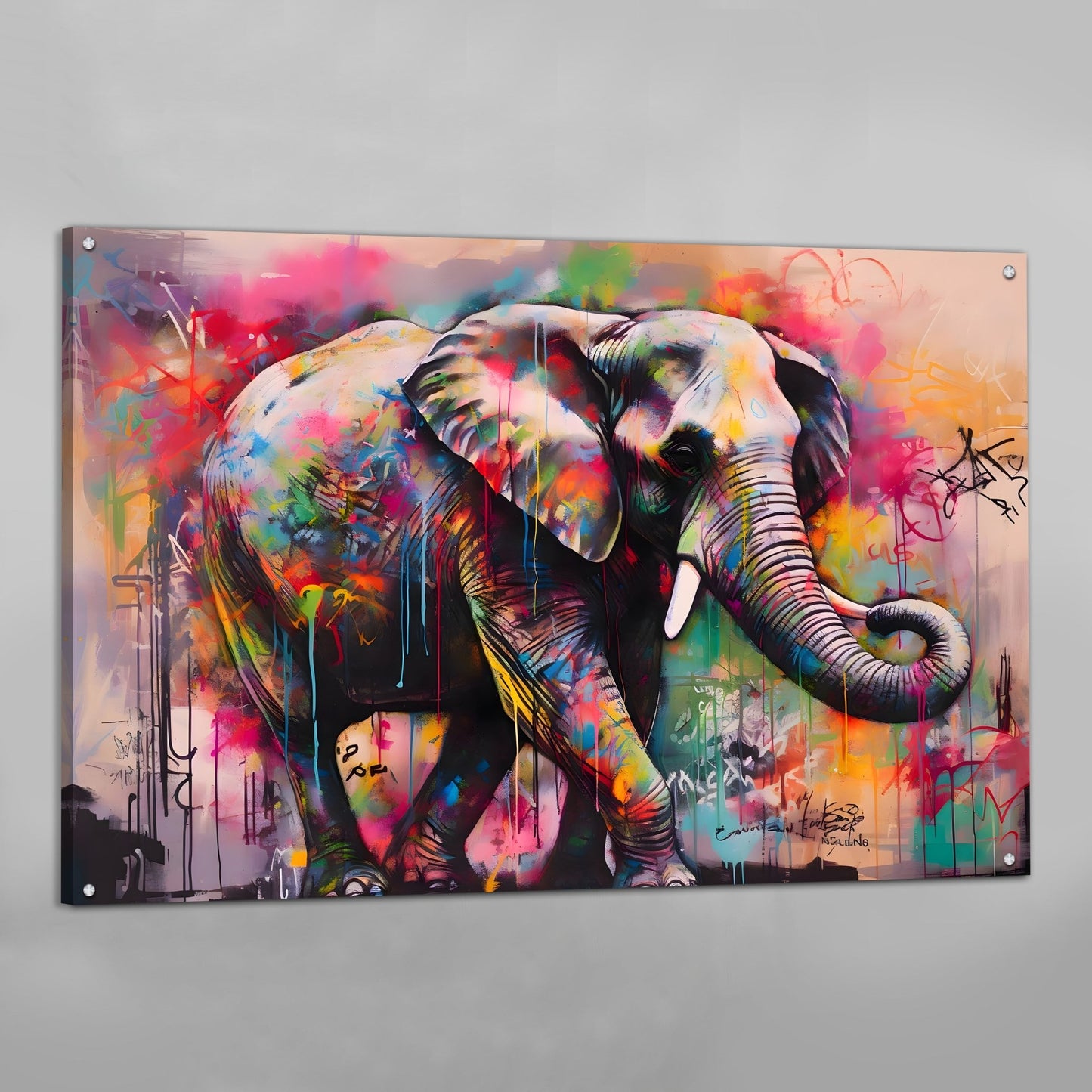 Colorful Street Art Elephant Wall Art - The Trendy Art