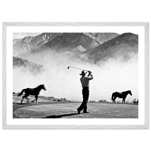 Cowboy Golfer Black and White Wall Art - The Trendy Art