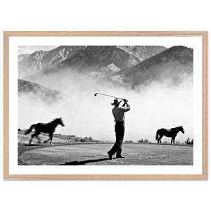 Cowboy Golfer Black and White Wall Art - The Trendy Art