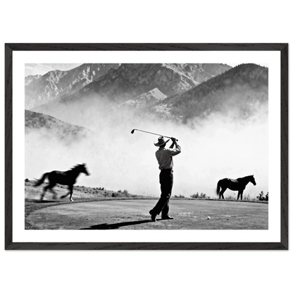Cowboy Golfer Black and White Wall Art - The Trendy Art